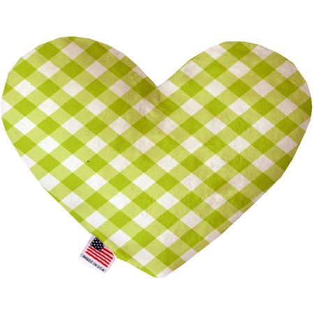 MIRAGE PET PRODUCTS Lime Green Plaid 6 in. Stuffing Free Heart Dog Toy 1155-SFTYHT6